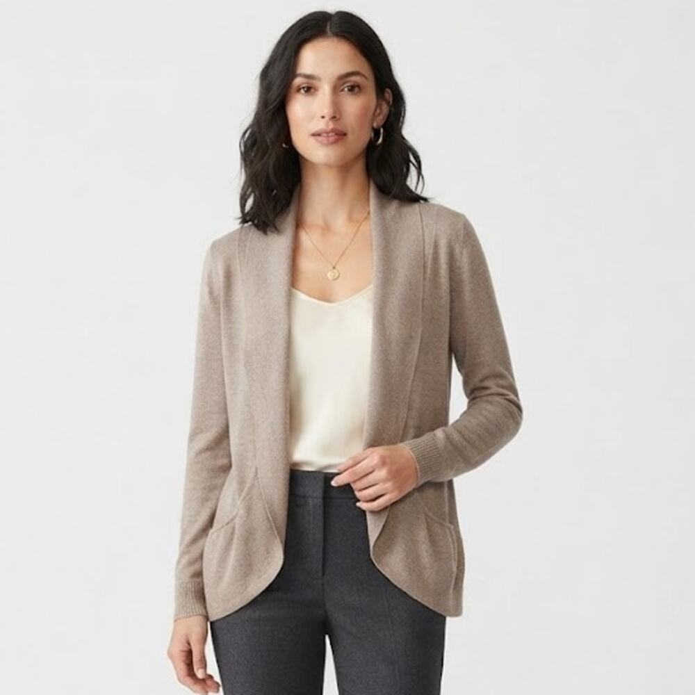 89th & Madison Taupe Knit Cardigan Sweater Fall Winter Layering Rayon Medium